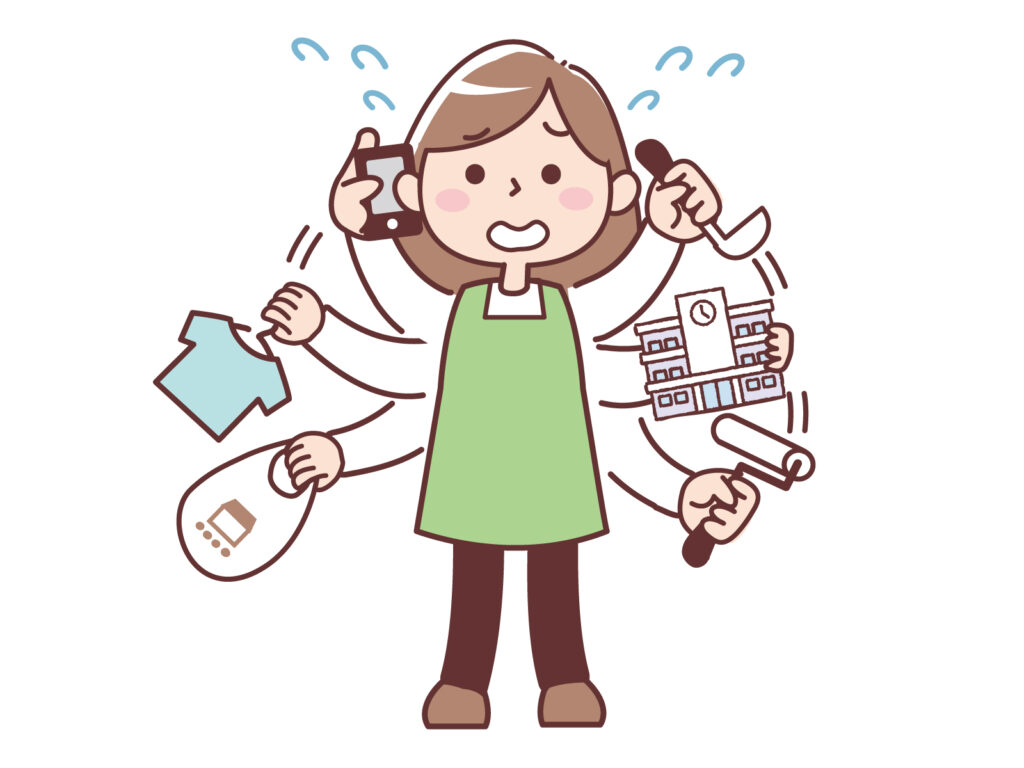 家事に大忙しの多忙な女性